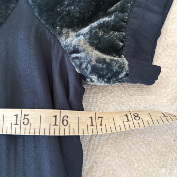 Anthropologie Maeve Teal Blue Velvet V Neck Short Sleeve Boho Dress Size XS - Picture 7 of 10